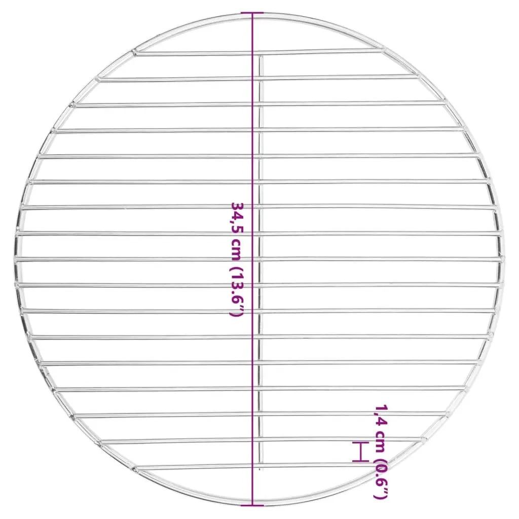 Round Grill Grate Stainless Steel Ø34.5 cm Portable Barbecue Accessory