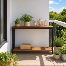 Outdoor Console Table with Storage Shelf Garden Balcony Furniture Modern Design