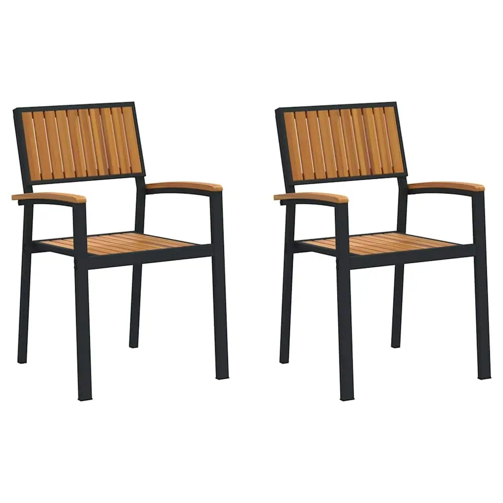 Stacking Chair Solid Acacia Wood Brown 56 x 57 x 87 cm Outdoor Garden 2 Piece