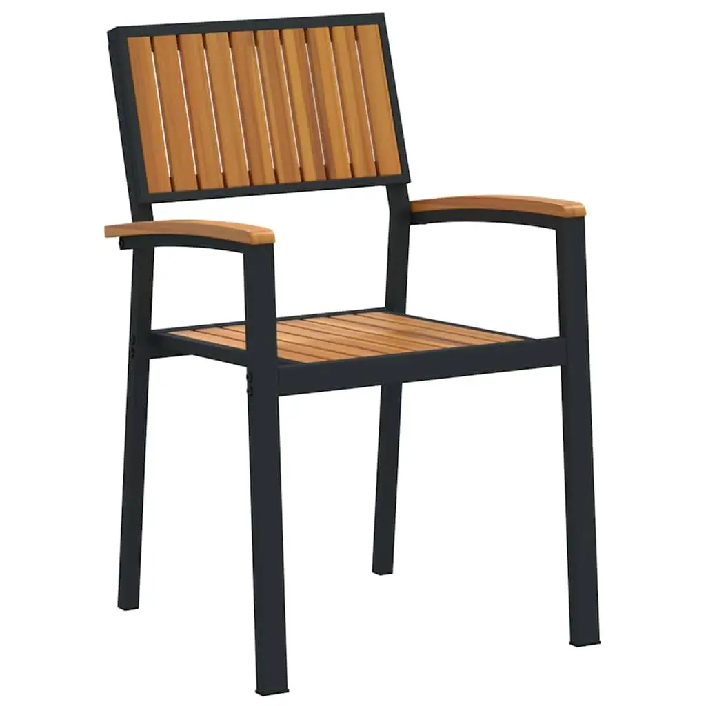 Stacking Chair Solid Acacia Wood Brown 56 x 57 x 87 cm Outdoor Garden 2 Piece
