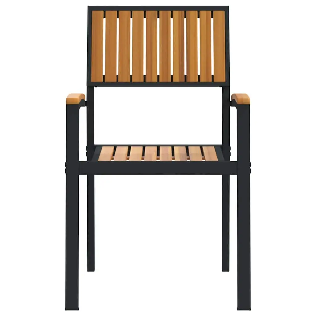 Stacking Chair Solid Acacia Wood Brown 56 x 57 x 87 cm Outdoor Garden 2 Piece