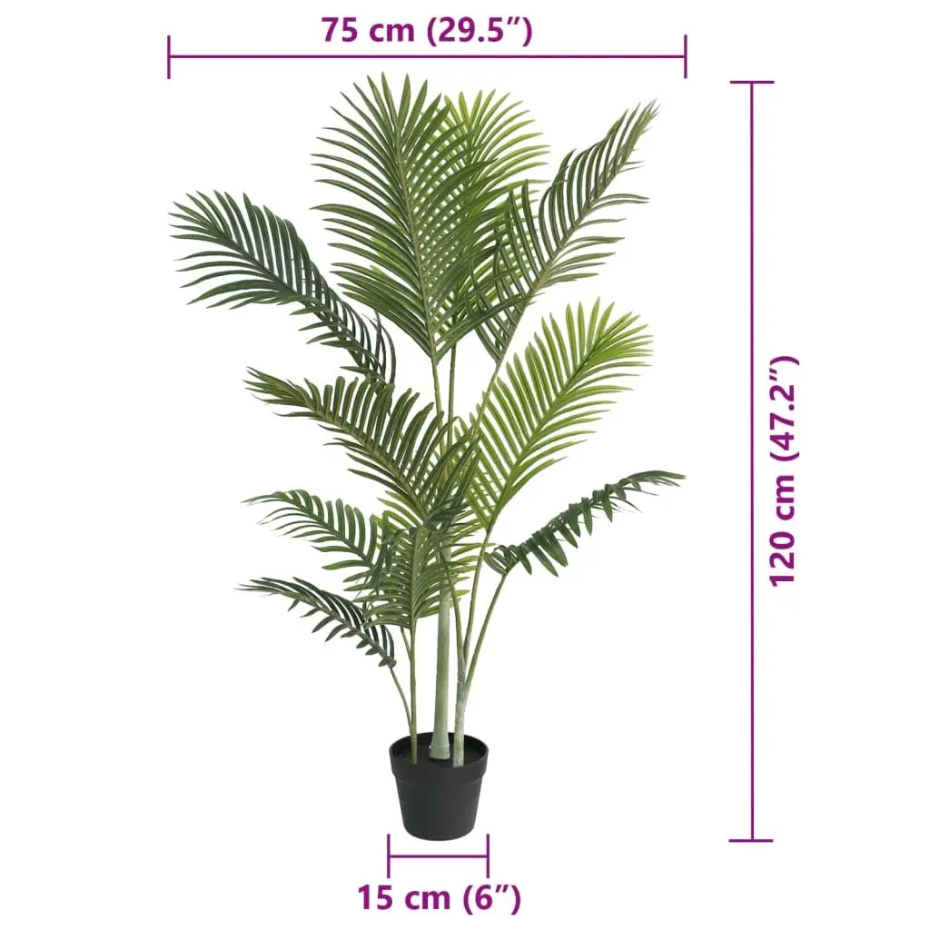 Artificial Palm Tree Realistic Green Foliage 120cm Height Indoor Decorative Plant