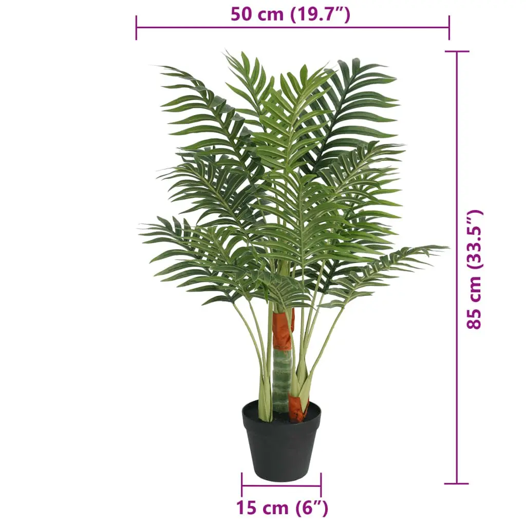 Artificial Palm Tree 85cm Green with 3 Trunks Decorative Indoor Plant