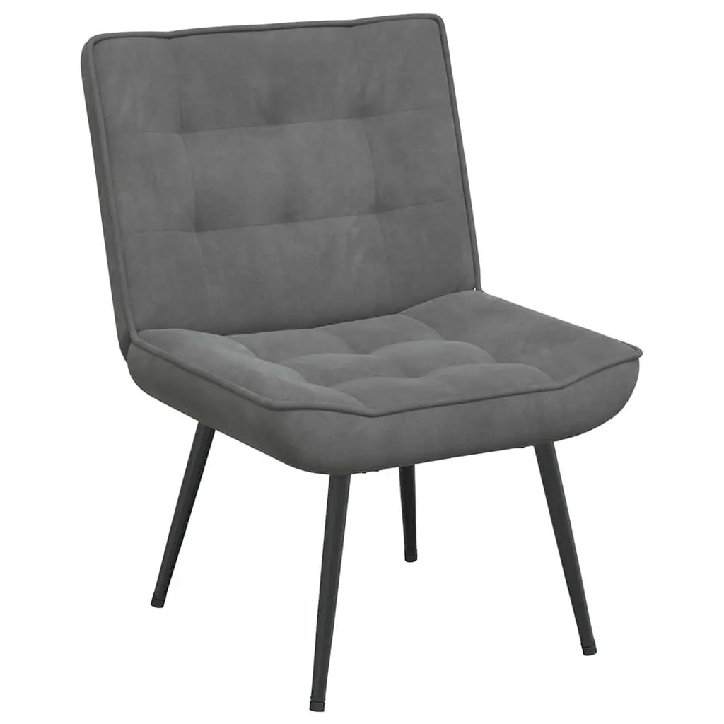 Grey Velvet Chair with Footstool