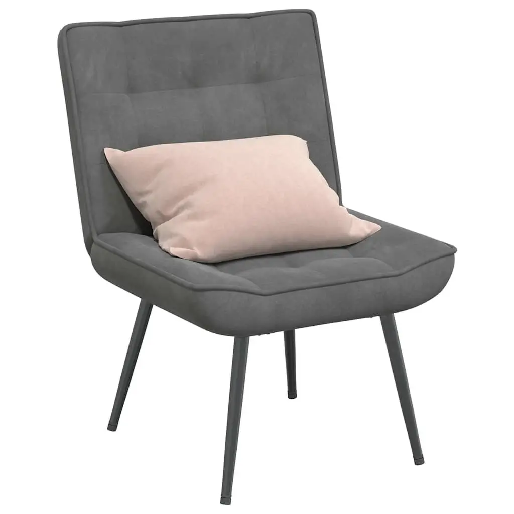Grey Velvet Chair with Footstool