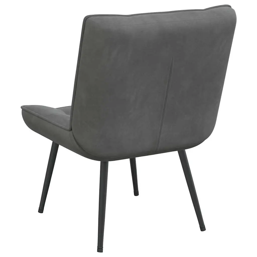Grey Velvet Chair with Footstool