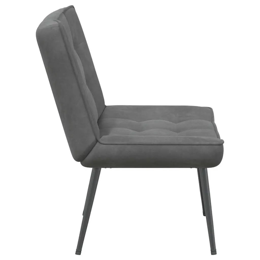 Grey Velvet Chair with Footstool