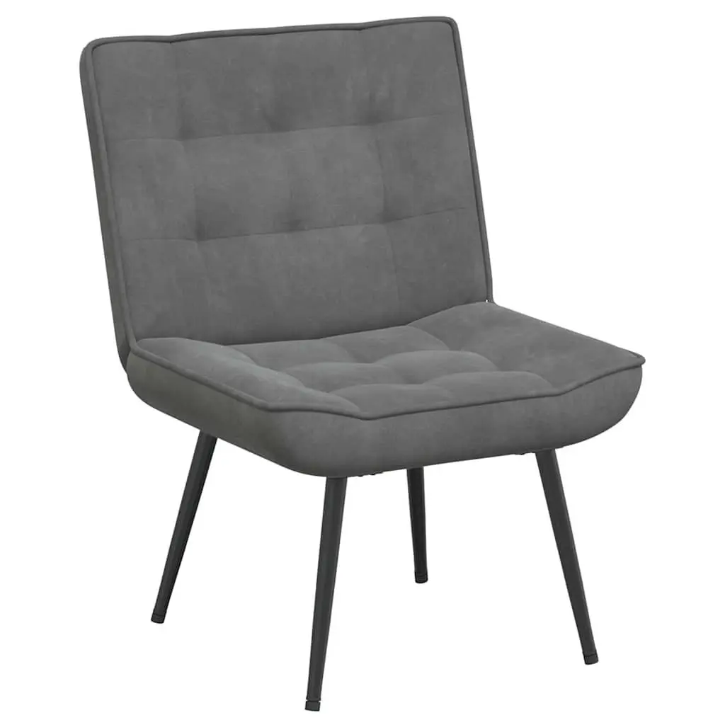 Relaxing Chair with Footrest Grey Velvet Upholstery Lounge Seat Comfort