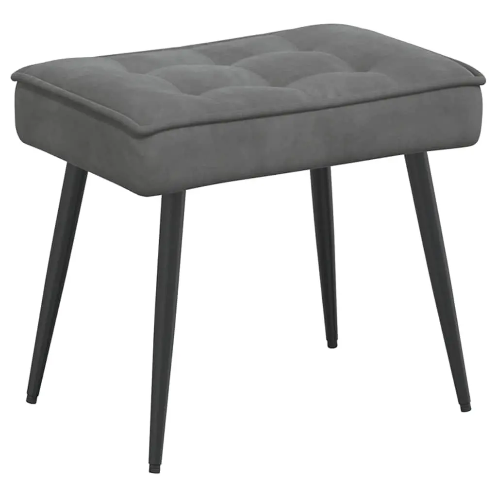 Relaxing Chair with Footrest Grey Velvet Upholstery Lounge Seat Comfort