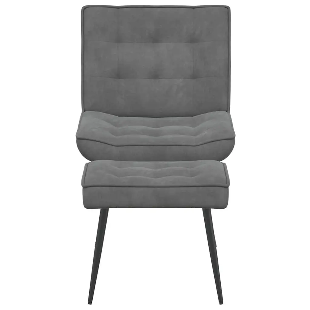 Relaxing Chair with Footrest Grey Velvet Upholstery Lounge Seat Comfort