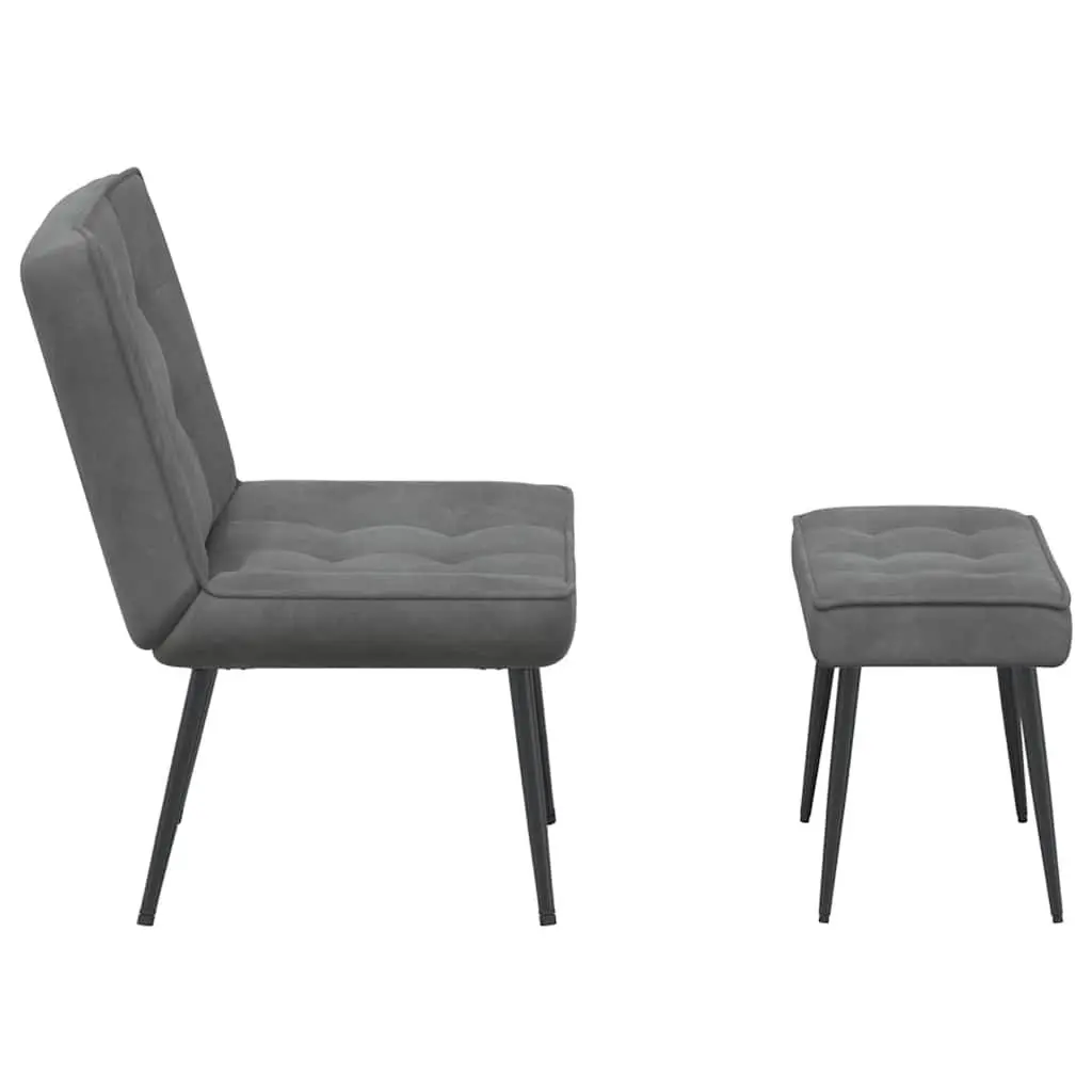 Relaxing Chair with Footrest Grey Velvet Upholstery Lounge Seat Comfort