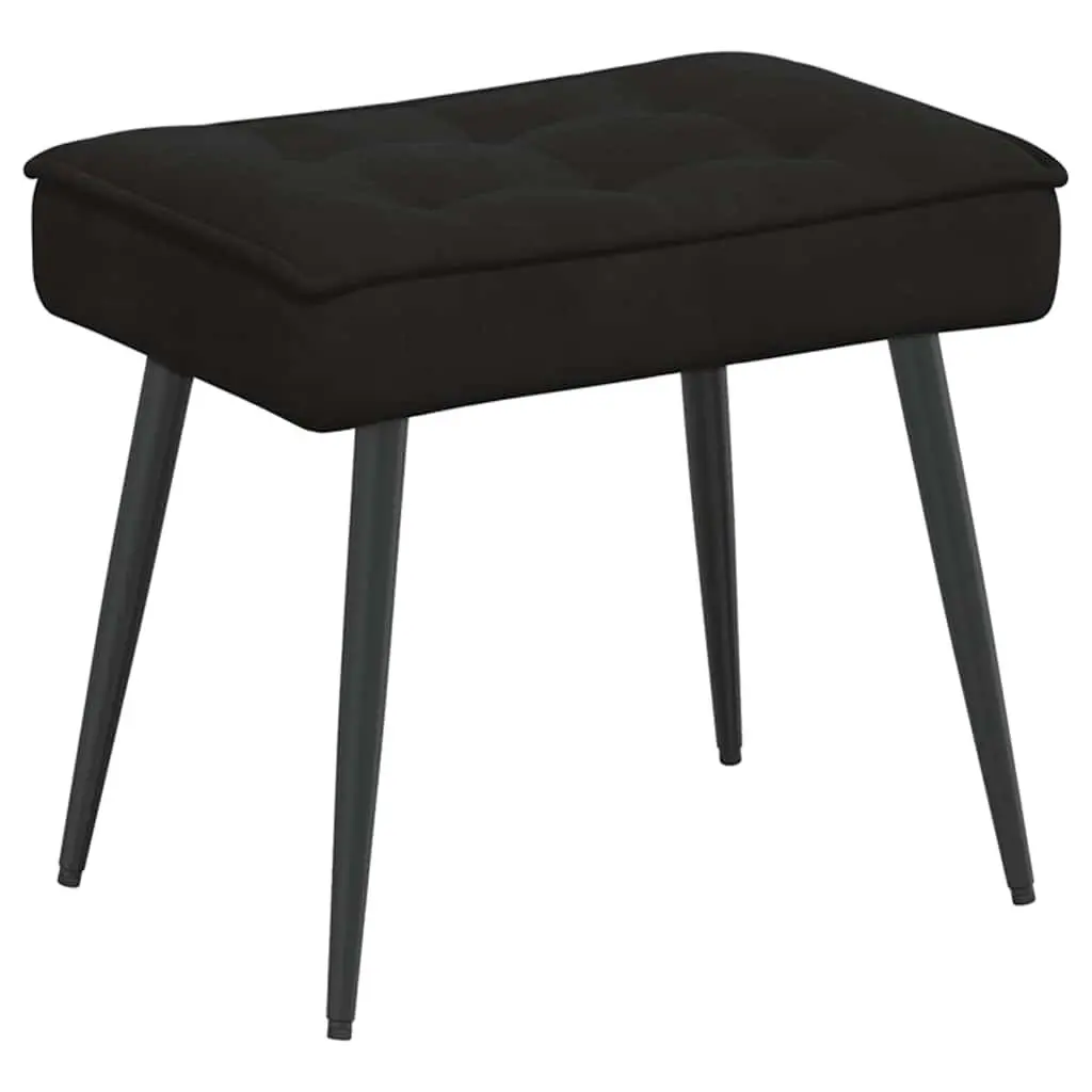 Black Velvet Upholstered Lounge Seat with Integrated Footrest Relaxing Chair