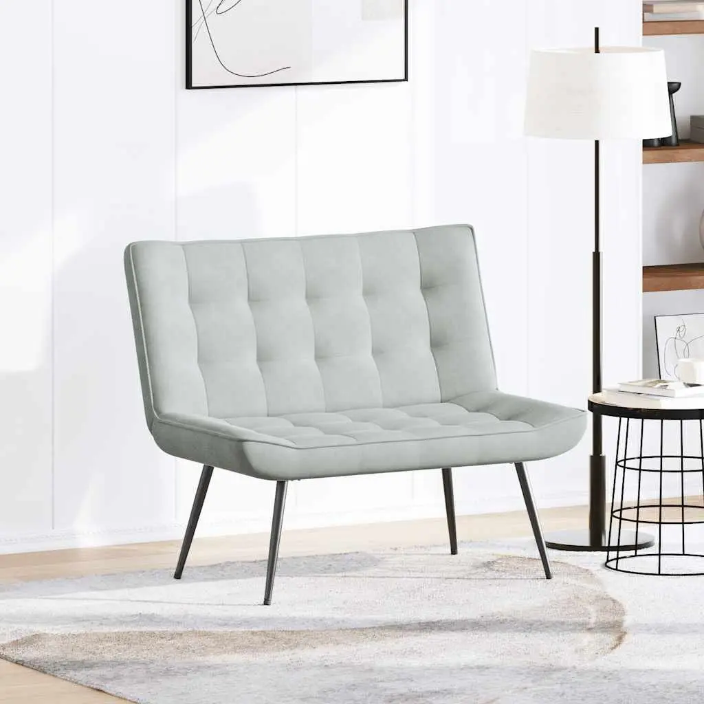 Bench Grey Upholstered Velvet Seat Backrest Living Room Bedroom Furniture 110cm
