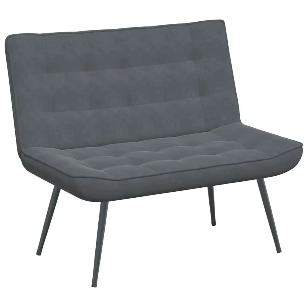 Grey Velvet Bench Seat Upholstered Indoor Living Room Furniture with Backrest 110 x 74 x 84 cm