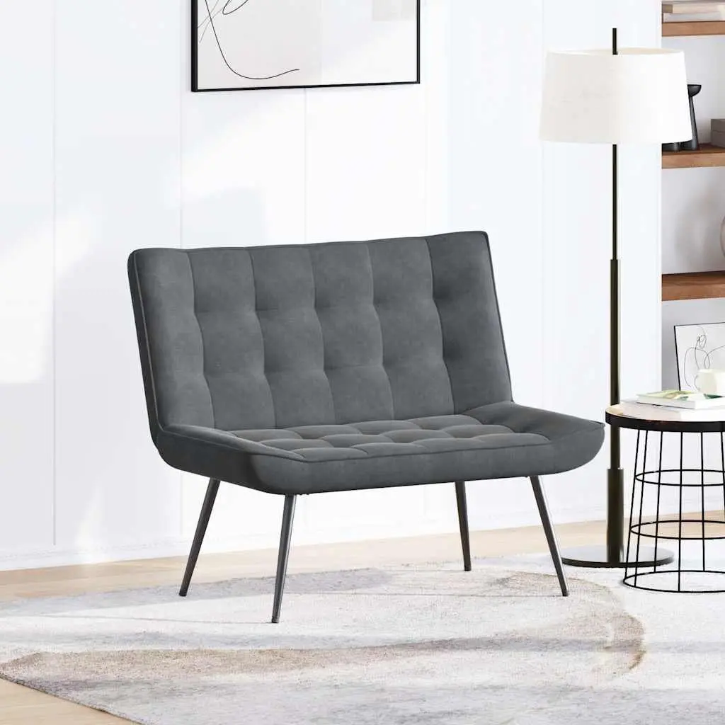 Grey Velvet Bench Seat Upholstered Indoor Living Room Furniture with Backrest 110 x 74 x 84 cm