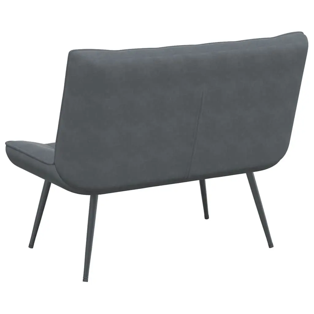 Grey Velvet Bench Seat Upholstered Indoor Living Room Furniture with Backrest 110 x 74 x 84 cm