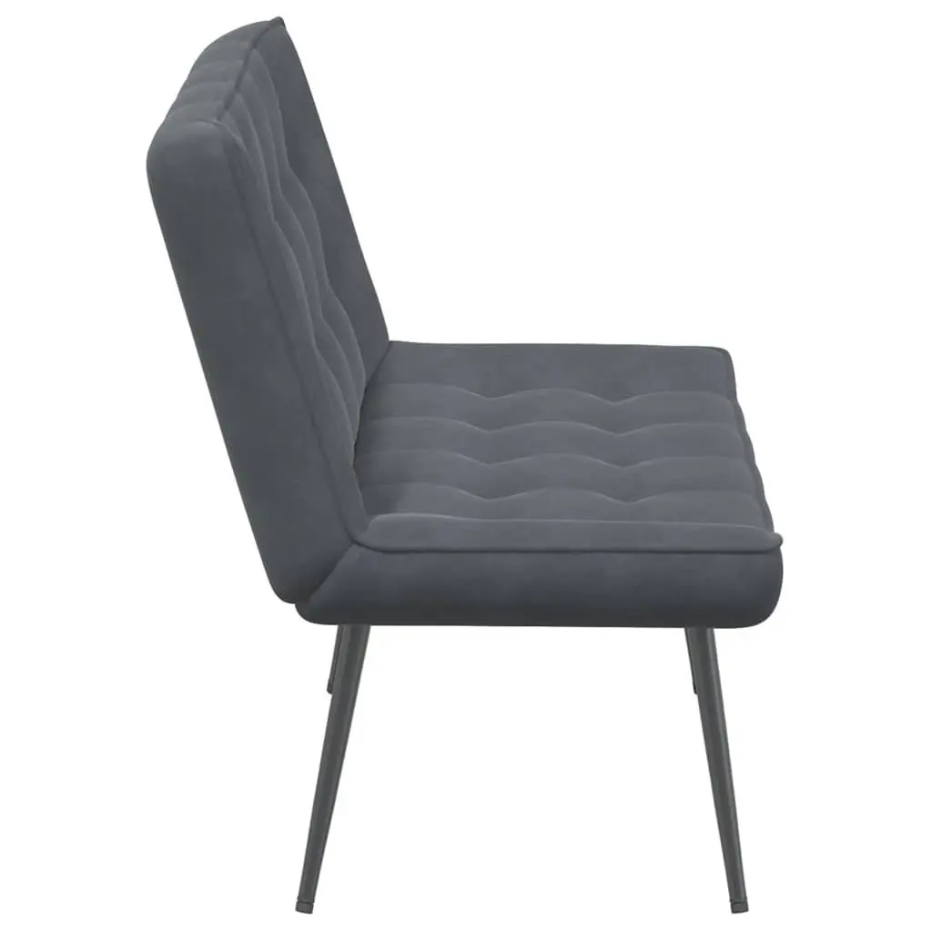 Grey Velvet Bench Seat Upholstered Indoor Living Room Furniture with Backrest 110 x 74 x 84 cm