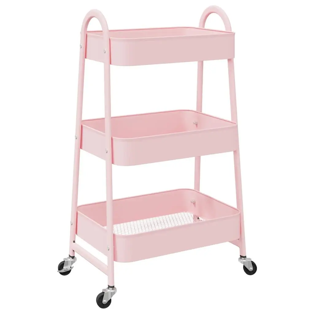 Storage Trolley 3-Tier Mobile Kitchen Organiser Cart White Steel Frame