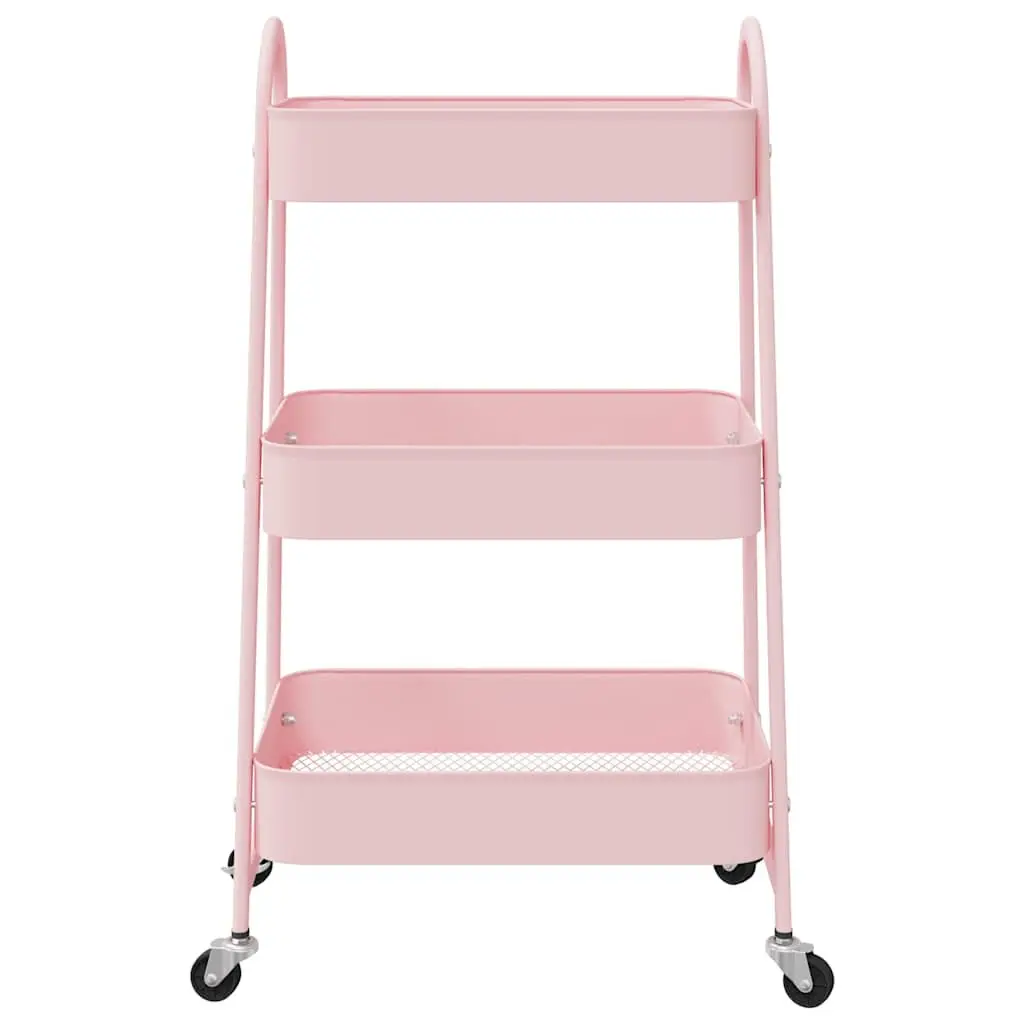 Storage Trolley 3-Tier Mobile Kitchen Organiser Cart White Steel Frame