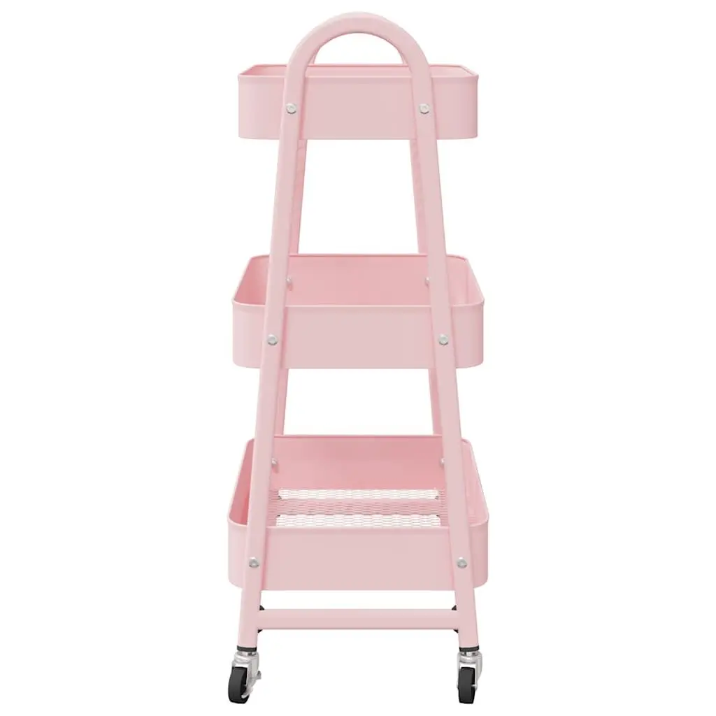 Storage Trolley 3-Tier Mobile Kitchen Organiser Cart White Steel Frame