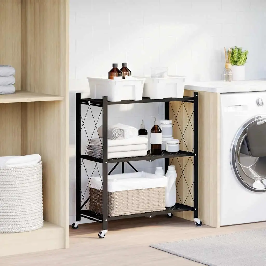 Blue Storage Shelf on Wheels for Easy Organization 71x34x88cm