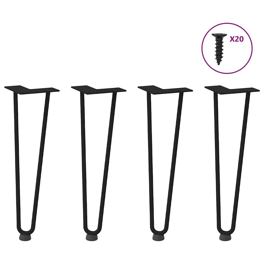 Hairpin Legs Coffee Table 4 pcs Black 42 cm Solid Steel Adjustable Levellers