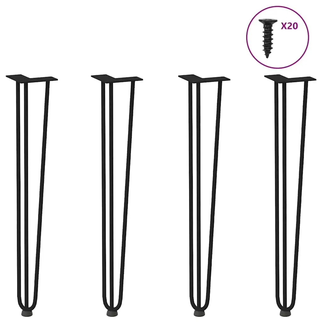 Hairpin Table Legs Adjustable Black Steel 72cm Set 4 Pieces
