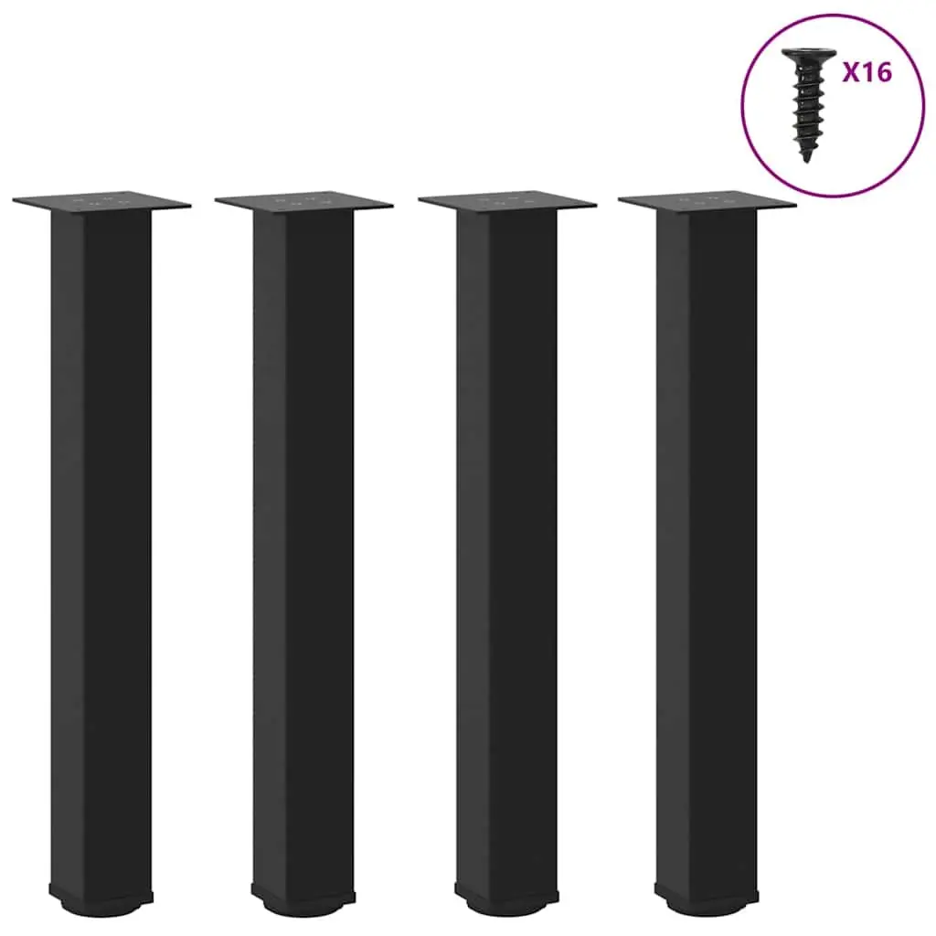 Console Table Legs 4 pcs Black 72-74 cm Steel Adjustable Levelers Modern Design
