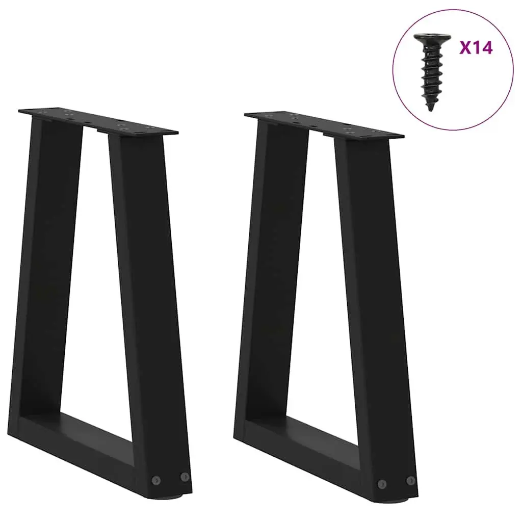 Coffee Table Legs Modern V-Shape Black Steel Pair 38x42-43.3cm