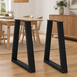 Dining Table Legs V-Shape 2 pcs Black Steel 50x72-73.3cm Adjustable Levellers