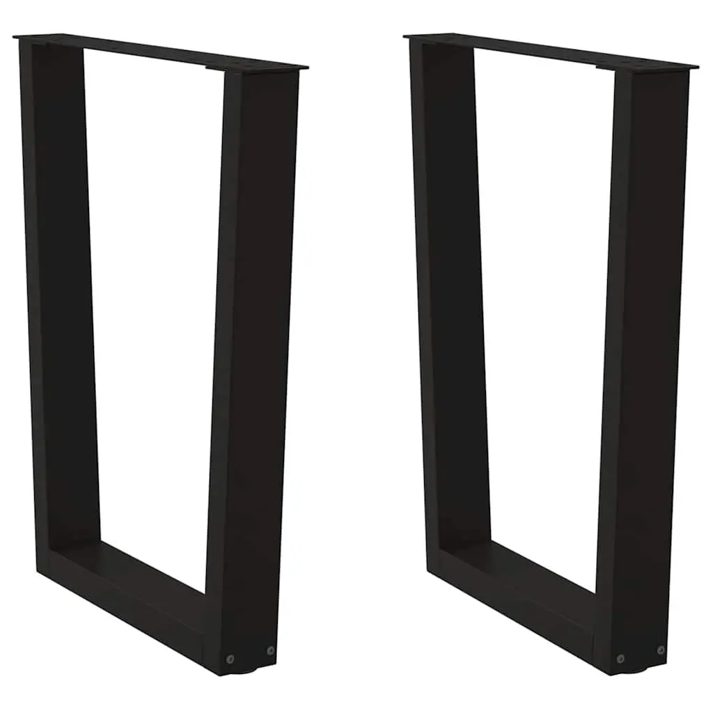 V Shaped Adjustable Dining Table Legs Black Steel Support Frame Set of 2