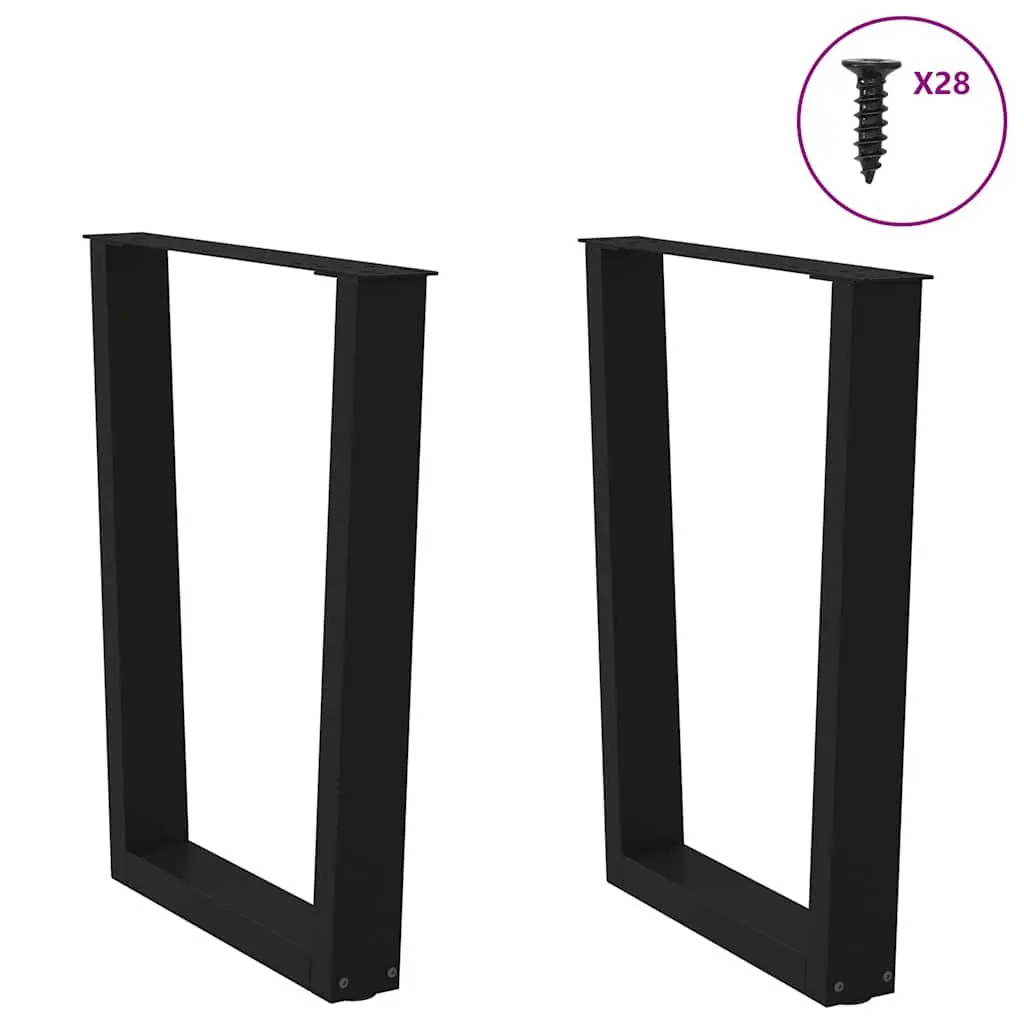 V Shaped Adjustable Dining Table Legs Black Steel Support Frame Set of 2