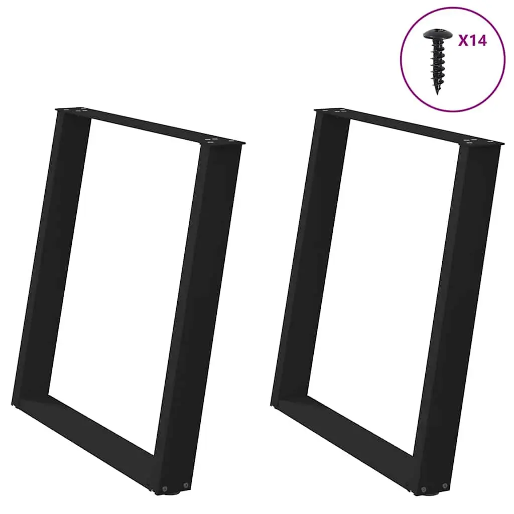 Dining Table Legs U-Shaped Steel Black 80x72-73cm