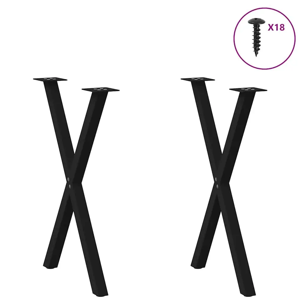 Dining Table Legs X-Shaped 2 pcs Black 57x72cm Steel Support Frame Set