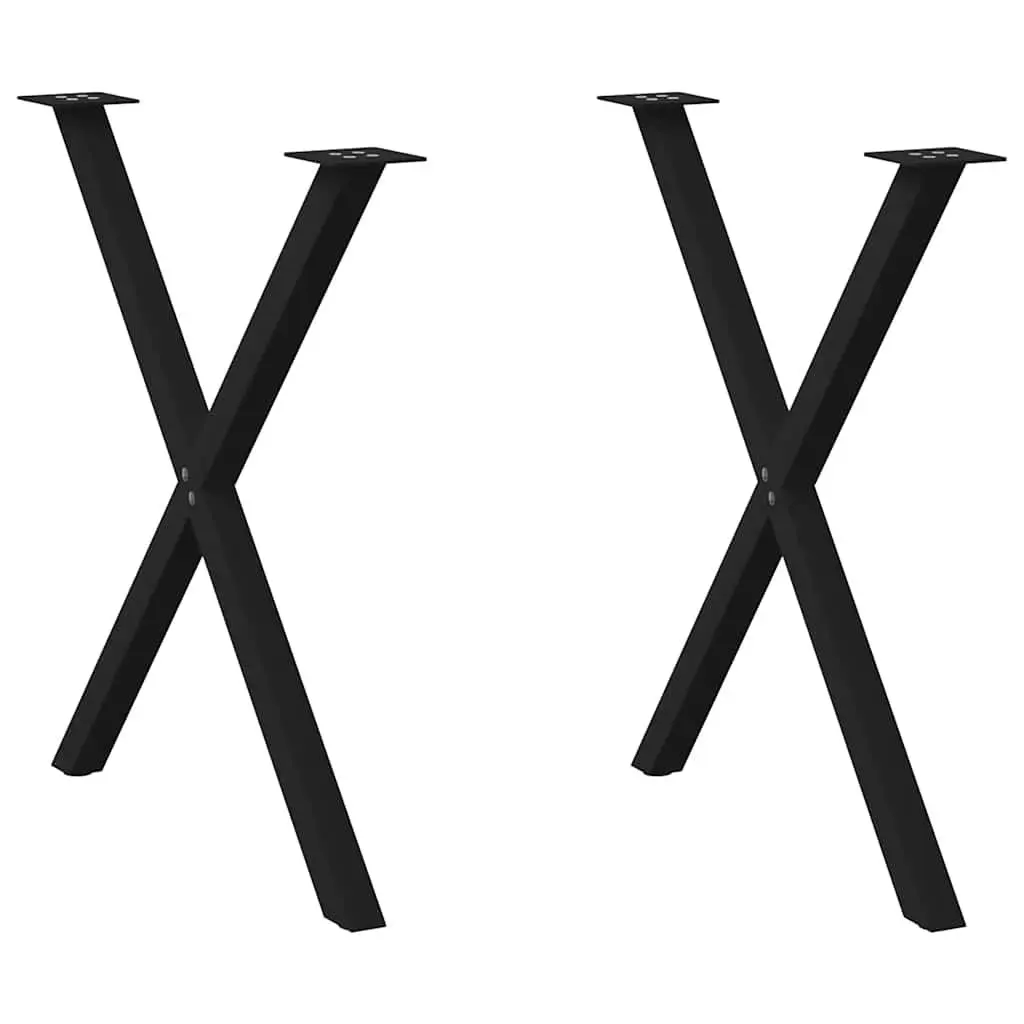 X-Shaped Dining Table Legs Black Steel 80cm Height Set of 2