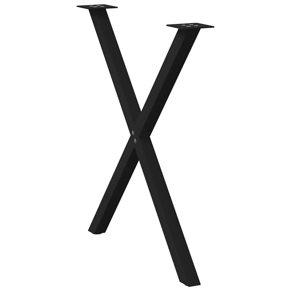 X-Shaped Dining Table Legs Black Steel 80cm Height Set of 2