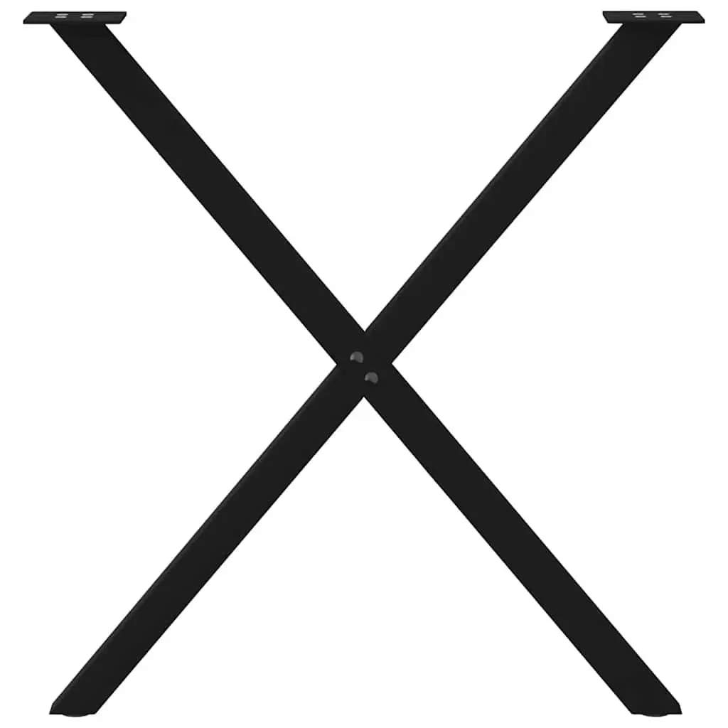 X-Shaped Dining Table Legs Black Steel 80cm Height Set of 2