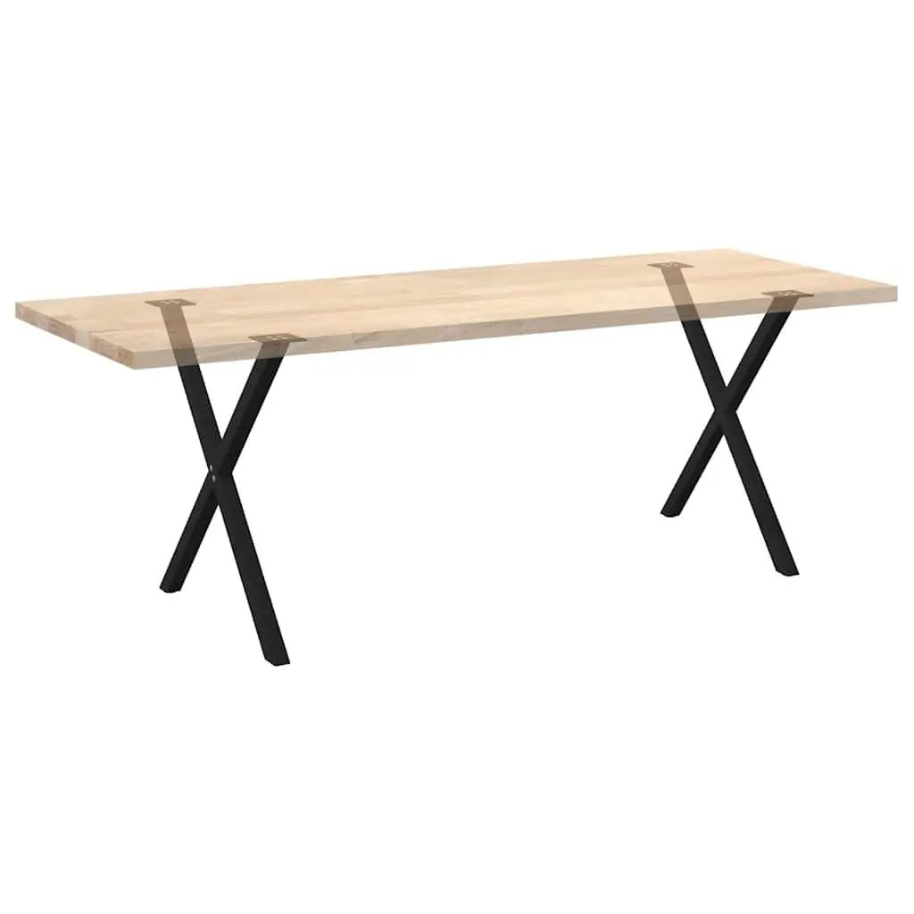 X-Shaped Dining Table Legs Black Steel 80cm Height Set of 2