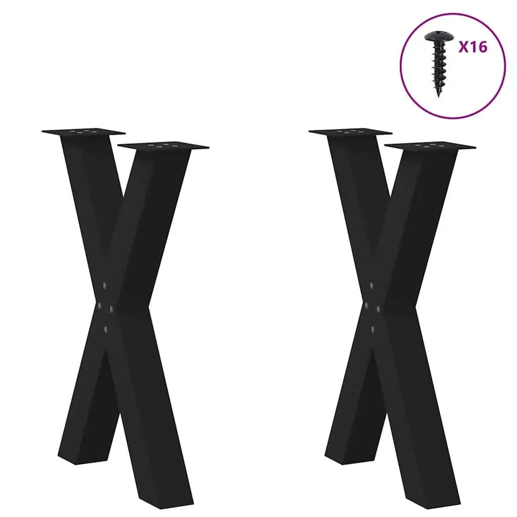 Dining Table Legs X-Shaped Black 60x72cm Steel