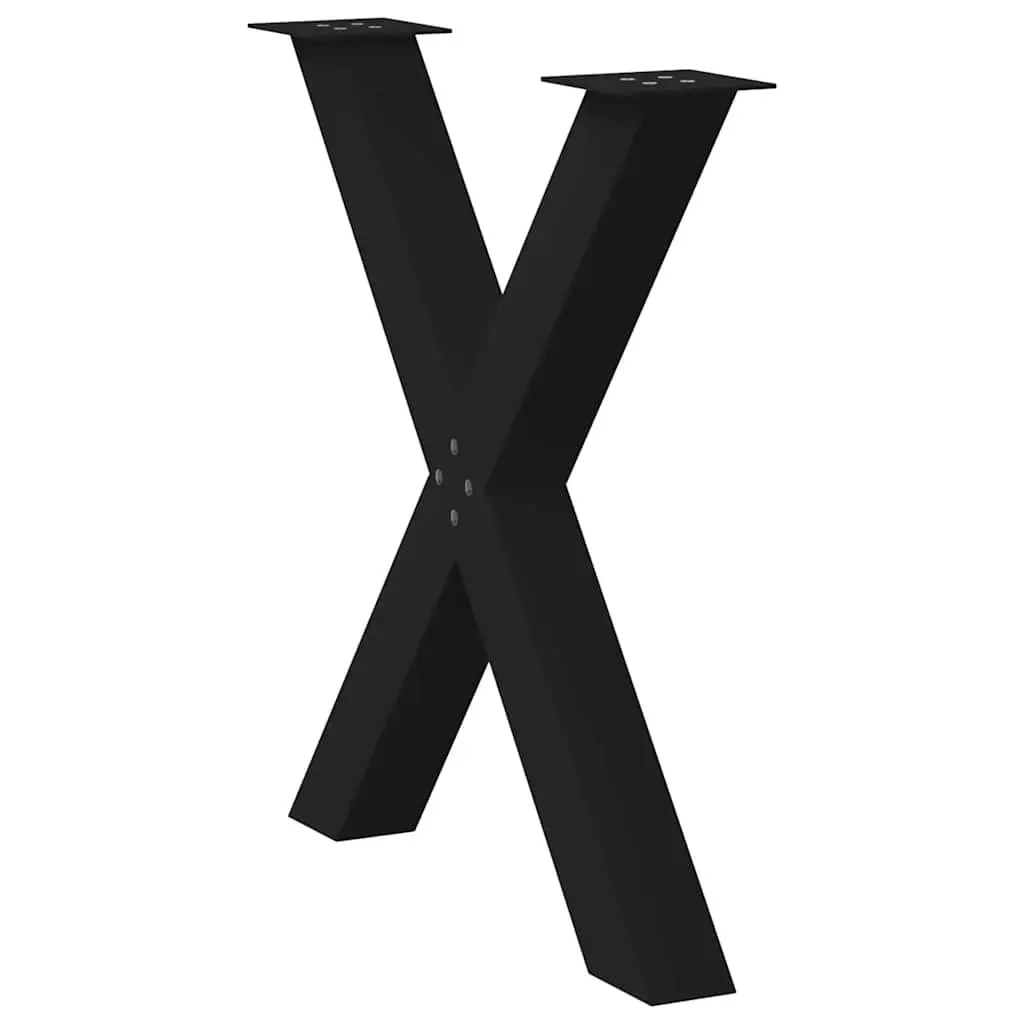 X-Shaped Dining Table Legs Steel 2 pcs Black Adjustable Feet Heavy Duty Support