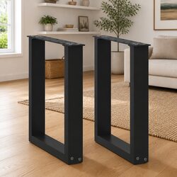 Coffee Table Legs U-Shaped 2 pcs Black Steel 28x42-43cm Support Furniture