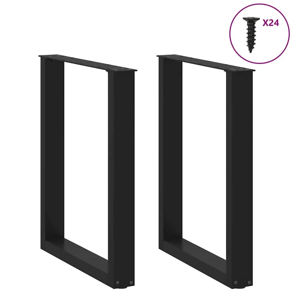 U-Shaped Steel Dining Table Legs Adjustable Levelers Black 60x72-73cm Set of 2