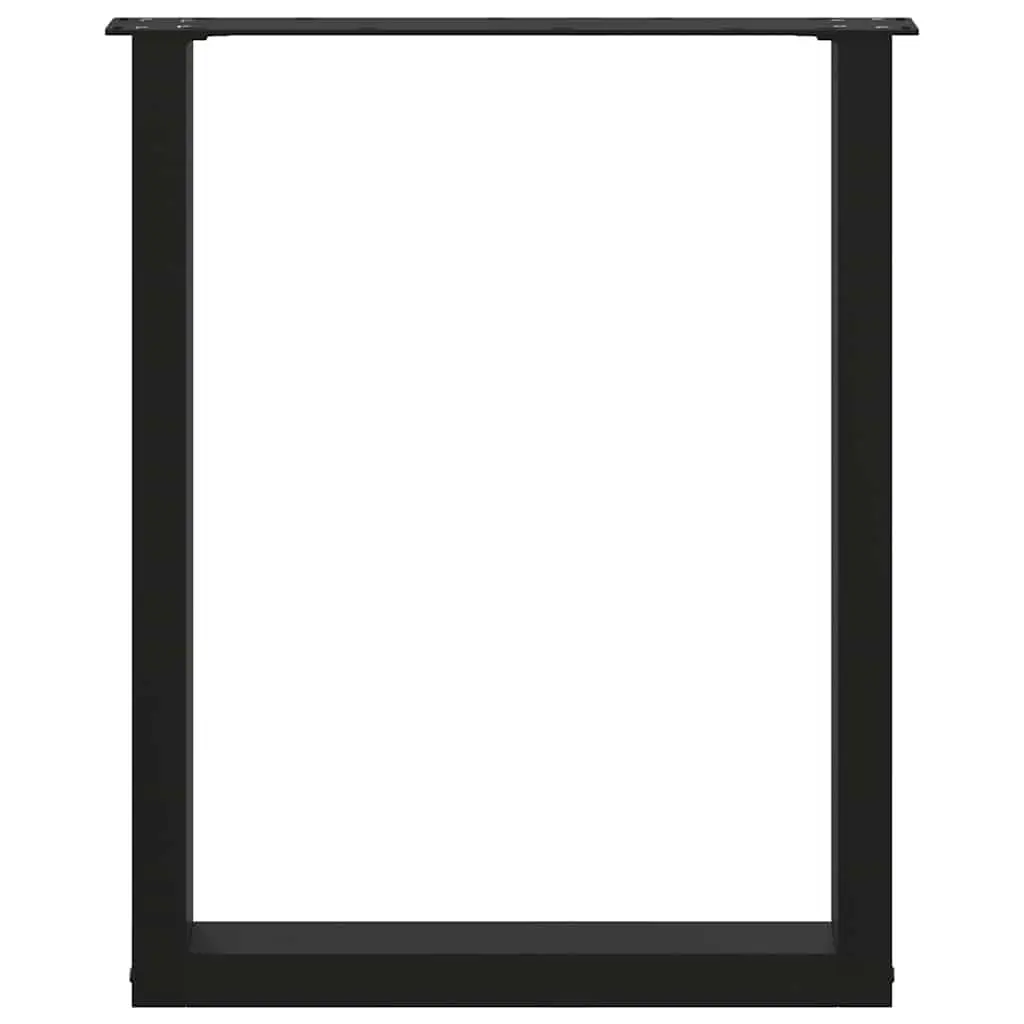 U-Shaped Steel Dining Table Legs Adjustable Levelers Black 60x72-73cm Set of 2