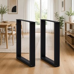 Dining Table Legs U-Shaped 2 pcs Black 70x72-73cm Steel Support Furniture