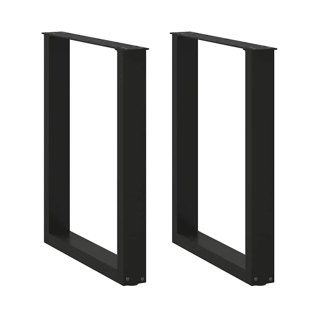 Black Steel U-Shaped Dining Table Legs, 70x72-73cm, Set of 2