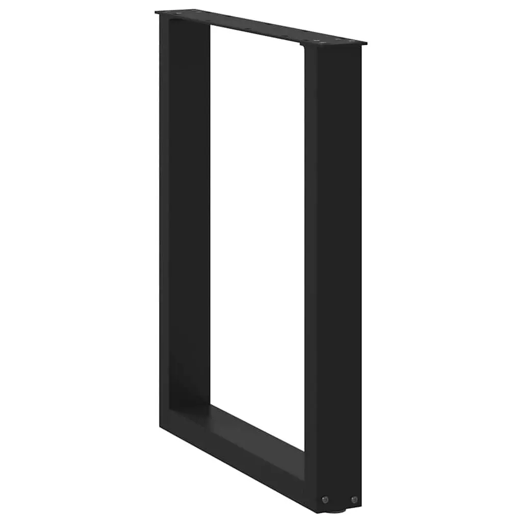 Black Steel U-Shaped Dining Table Legs, 70x72-73cm, Set of 2