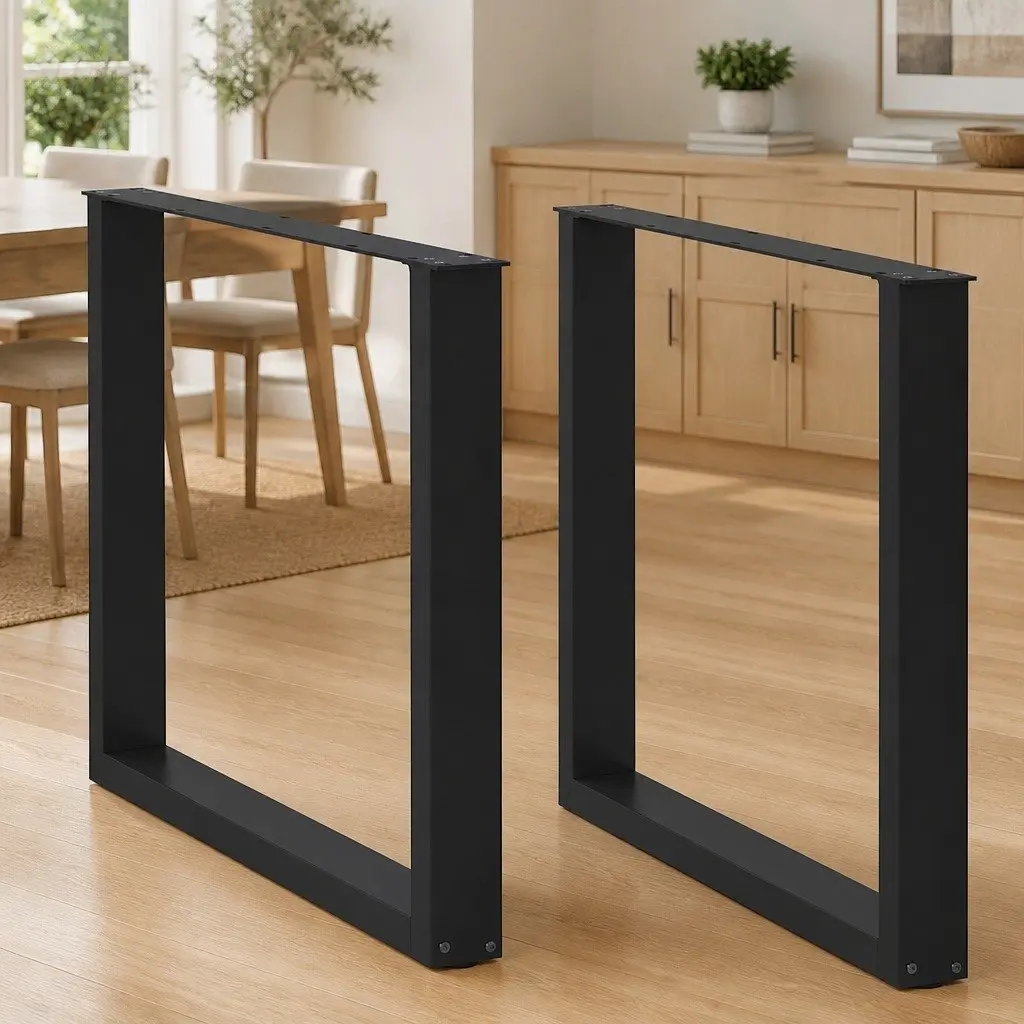 Dining Table Legs U-Shaped Steel 2pcs Black 80x72-73cm Support Frame