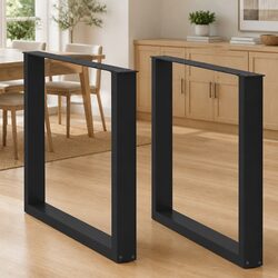 Dining Table Legs U-Shaped Steel 2pcs Black 80x72-73cm Support Frame