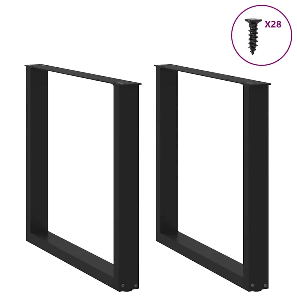 Dining Table Legs U-Shaped Steel 2pcs Black 80x72-73cm Support Frame