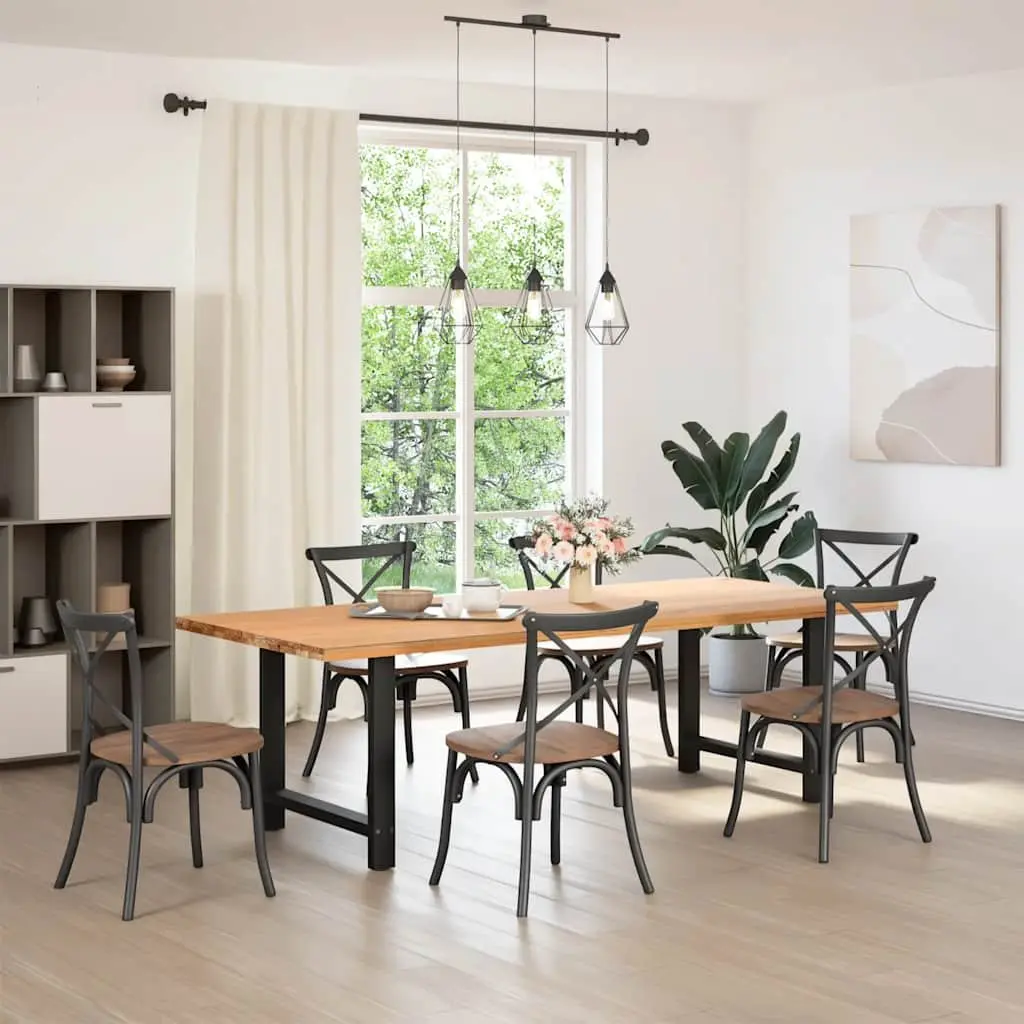 Dining Table Legs Black Steel Pair 70x72-73cm Square Design Adjustable Levelers